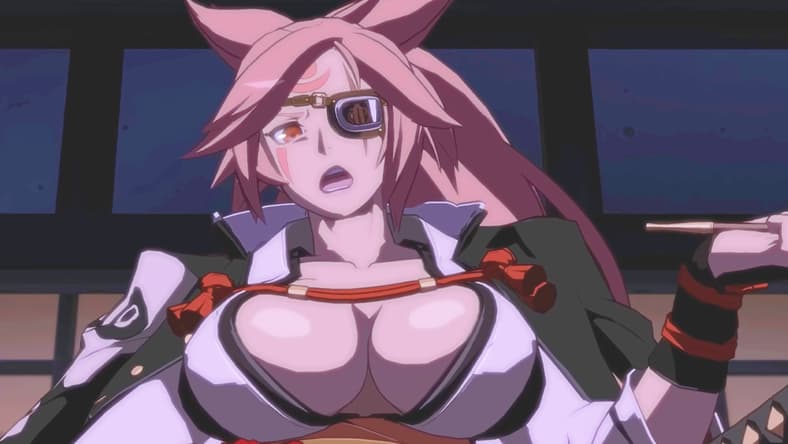 Baiken (Mayumi Asano) stands victorious in Guilty Gear -Strive- (2021), Arc System Works