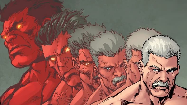 General Ross transforms back to his human form in Hulk Vol. 2 #52 "I Am Legion" (2012), Marvel Comics. Art by Carlo Pagulayan, Jason Paz, Juan Vlasco, and Val Staples.
