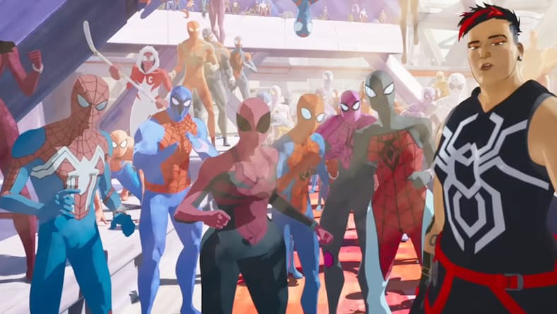 The Spider-Society prepares to strike in Spider-Man: Across the Spider-Verse (2023), Sony Animation