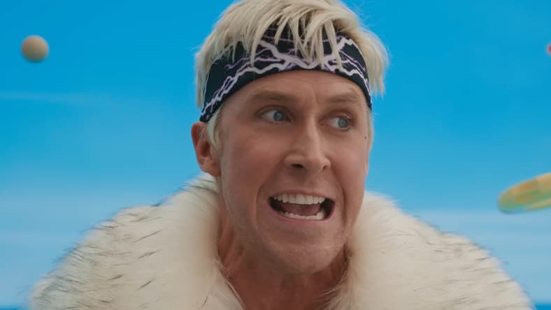 Ken (Ryan Gosling) rallies his troops in Barbie (2023), Warner Bros. Pictures