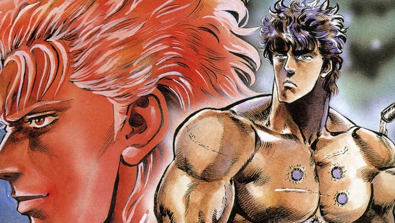 Kenshiro and Rei prepare to face off on Buronson's cover to Fist of the North Star Vol. 9 (1985), Shueisha