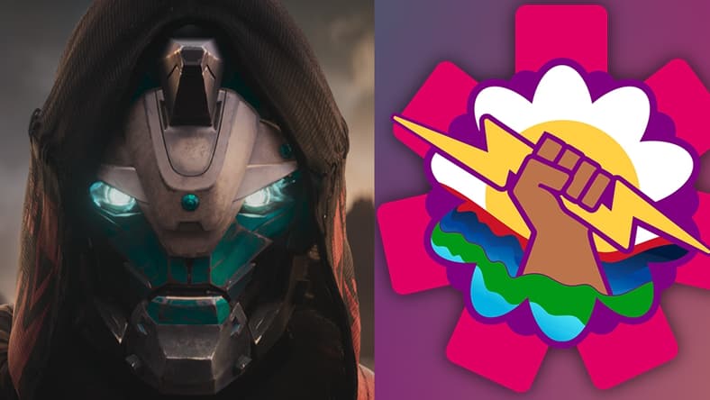 Cayde-6 (Nathan Fillion) steels himself for battle in Destiny 2 - The Final Shape (2024), Bungie / Latin@Bungie's official logo