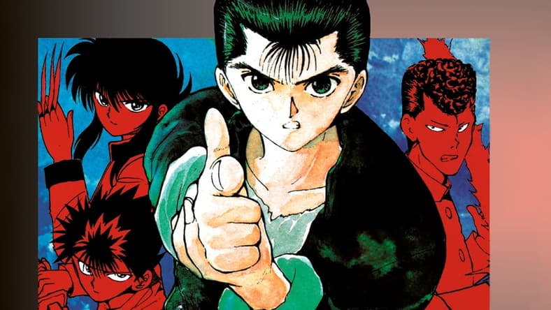 The Spirit Detectives assemble on Yoshihiro Togashi's cover to Yu Yu Hakusho Vol. 6 "The Dark Tournament" (1992), Shueisha