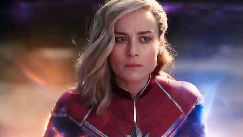 Captain Marvel (Brie Larson) readies herself for the Kree's counter-attack in The Marvels (2023), Marvel Entertainment