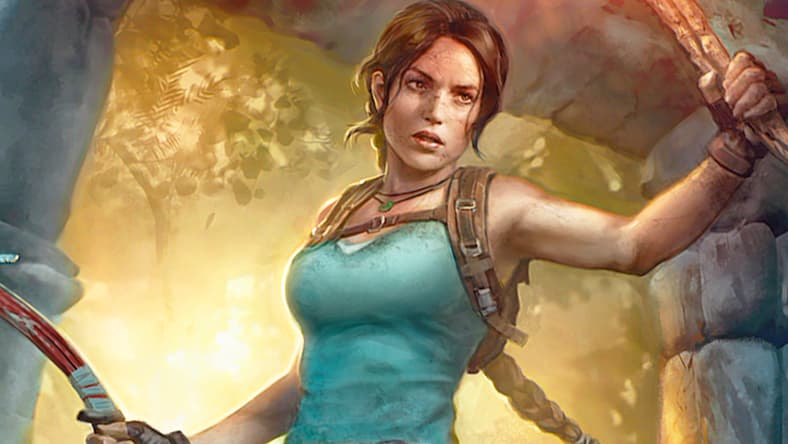 The woman herself does what she does best via Lara Croft, Tomb Raider (Card #1501), Magic: The Gathering - Secret Lair Drop: Tomb Raider (2023), Wizards of the Coast. Art by Greg Staples.