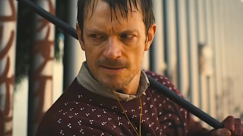 Joel Kinnaman as Brian Godlock in Silent Night (2023), Lionsgate