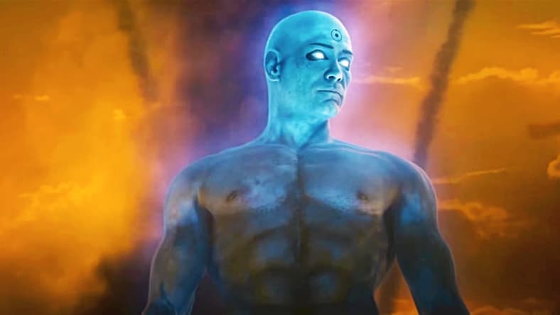 Dr. Manhattan (Billy Crudup) ends the conflict in Vietnam in Watchmen (2009), Warner Bros. Pictures