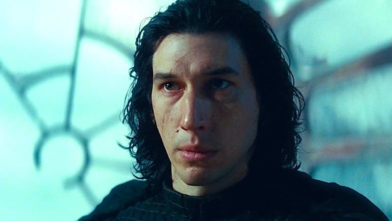 Kylo Ren (Adam Driver) confronts Rey Palpatine (Daisy Ridley) in Star Wars Episode IX: The Rise of Skywalker (2019), Lucasfilm Ltd.