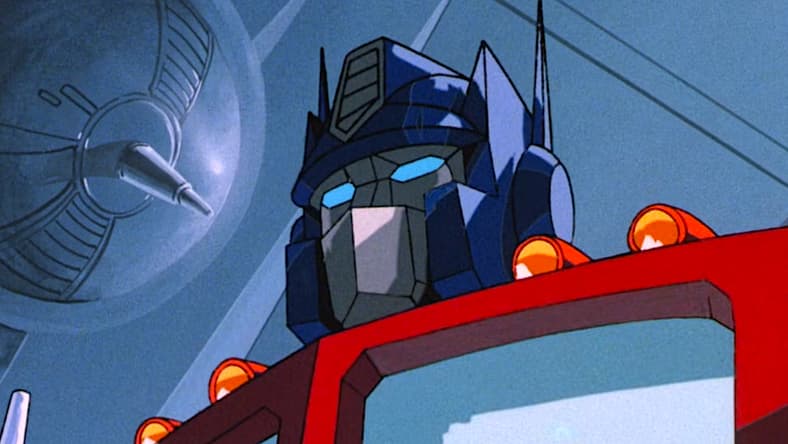 Optimus Prime (Peter Cullen) faces Megatron (Frank Welker) in Transformers: The Movie (1986), Marvel Productions