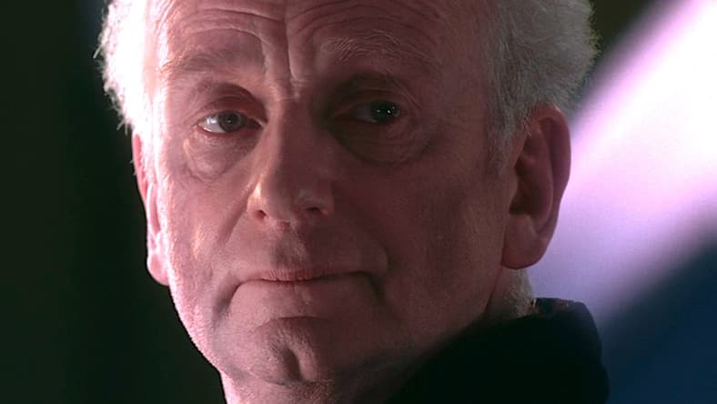Supreme Chancellor Sheev Palpatine (Ian McDiarmid) implies the Jedi cannot help Anakin Skywalker (Hayden Christensen) in Star Wars Episode III: Revenge of the Sith (2005), Lucasfilm Ltd.