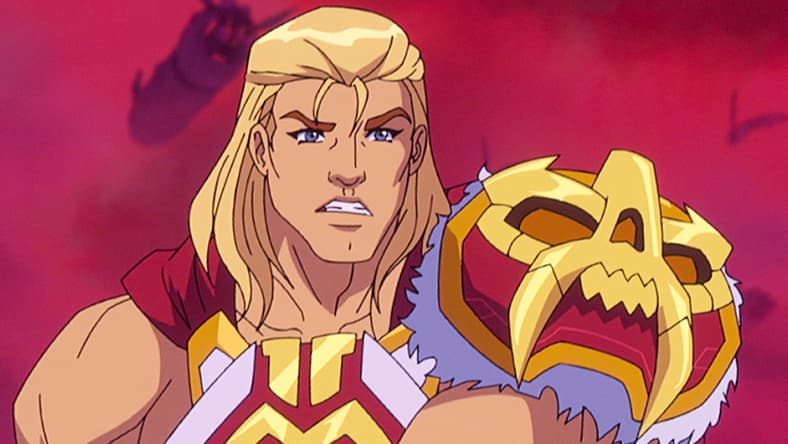 He-Man (Chris Wood) readies himself to take on the newly-revived Skeletor (Mark Hamill) in Masters of the Universe: Revolution. Cr. COURTESY OF NETFLIX © 2024