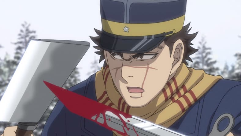 Sugimoto (Chikahiro Kobayashi) takes on Tetsuzou Nihei (Akio Otsuka) in Golden Kamuy Season 1 Episode 7 "Complication" (2018), Geno Studios