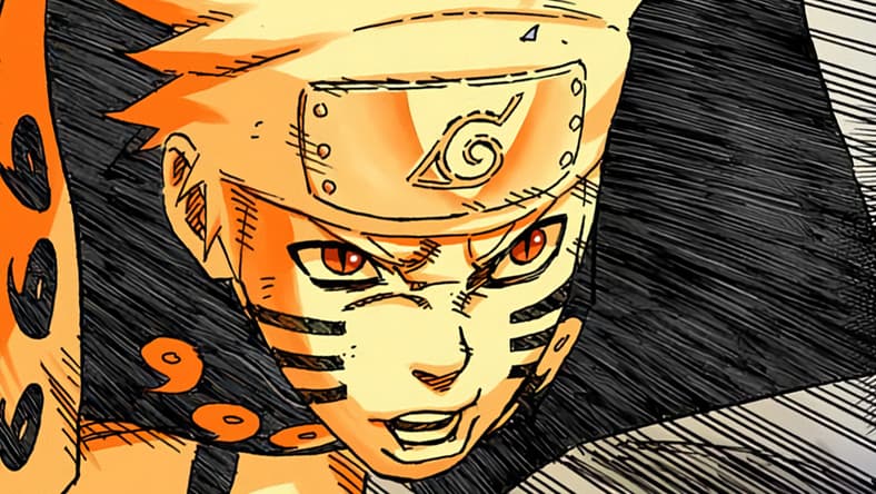 Naruto embraces his Nine-Tailed Fox Form in the fight against Tobi in Naruto Chapter 597 "The Secret of the Space–Time Ninjutsu" (2012), Shueisha