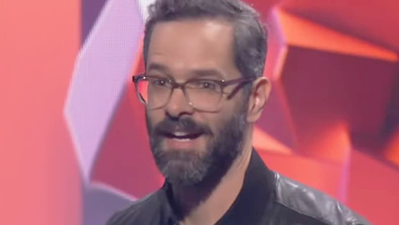 Neil Druckmann accepts the award for Best Video Game Adaptation on behalf of HBO's The Last of Us at the 2024 Game Awards