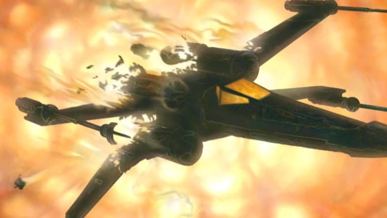 An X-Wing meets its end on Stuart Hiner's cover to X-Wing: Rogue Squadron Vol. 1 #20 (1997), Dark Horse Comics