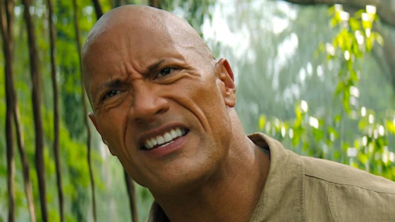 Bravestone/Eddie (Dwayne Johnson) displaying some smoldering intensity in Jumanji: The Next Level (2019), Columbia Pictures