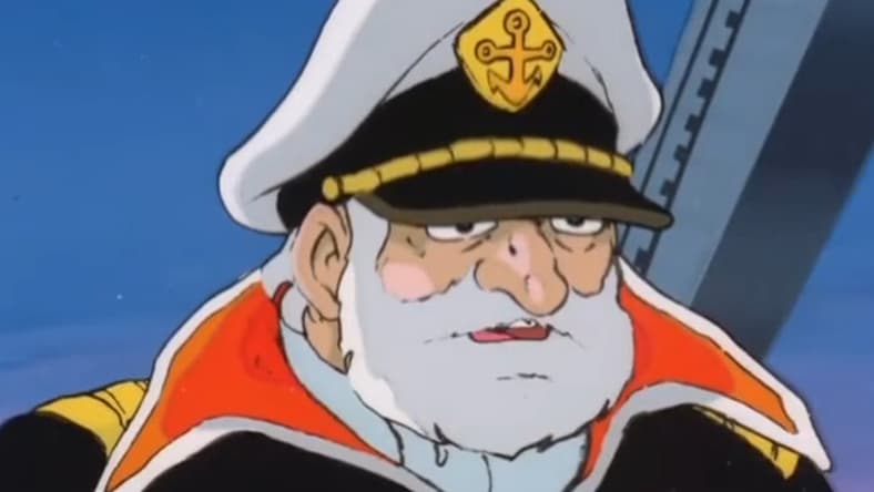 Captain Okita (Gorō Naya) prepares to launch in Space Battle Ship Yamato (1974), Academy Productions