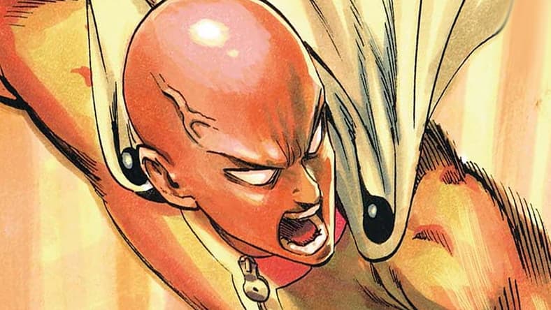 Saitama breaks his controller after losing to King on Yusuke Murata's cover to One-Punch Man Vol. 8 (2015), Shueisha