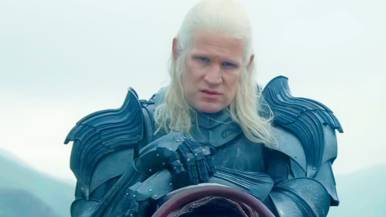 Matt Smith as Damien Targaryen riding a dragon in the Riverlands in Game of Thrones House of the Dragon season 2/HBO 2024