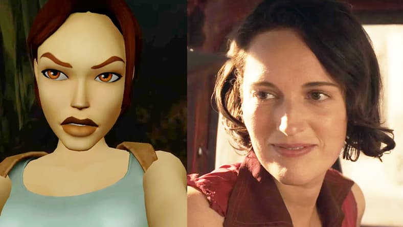Lara Croft (Judith Gibbons) takes aim at Tony (Peter Kelamis) in in Tomb Raider III: Adventures of Lara Croft Remastered (2023), Crystal Dynamics / Helena (Phoebe Waller-Bridge) dismisses Indy's (Harrison Ford) adventuring advice in Indiana Jones and the Dial of Destiny (2023), Lucasfilm