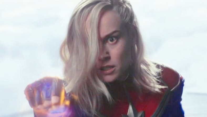 Captain Marvel (Brie Larson) experiences a power-misfire in The Marvels (2023), Marvel Entertainment