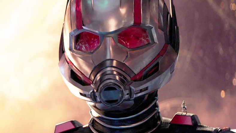 Scott Lang (Paul Rudd) and Hope Van Dyne (Evangeline Lilly) stand ready to confront Kang the Conqueror (Jonathan Majors) in Ant-Man and the Wasp: Quantumania (2023), Marvel Entertainment