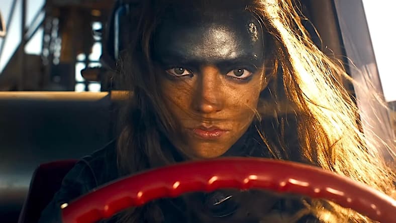 Furiosa (Anya Taylor-Joy) gets behind the wheel of a War Rig in Furiosa: A Mad Max Saga (2024), Warner Bros. Pictures