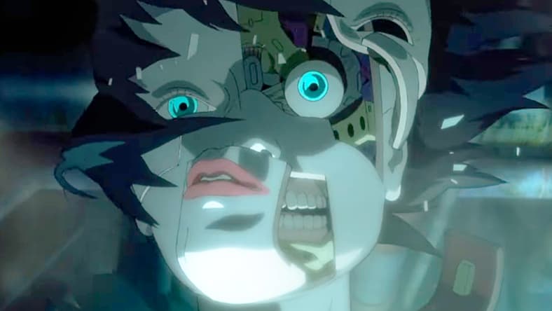 A Major-possessed-Gynoid (Atsuko Tanaka) goes haywire in A Gynoid reveals its inner-workings in Ghost in the Shell 2: Innocence (2004), Production I.G.