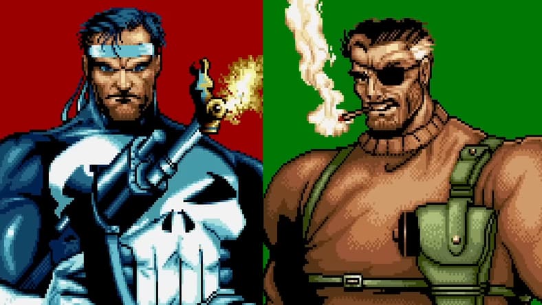 Frank Castle and Nick Fury gear up in The Punisher (1993), Capcom