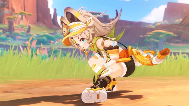 Kachina (Kubo Yurika) stretches in Genshin Impact (2020), miHoYo