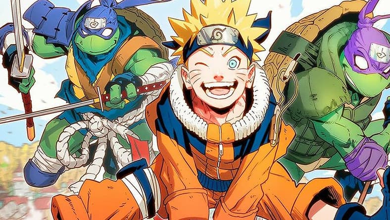 Naruto teams up with the titular turtles on Jorge Jiménez's cover to Teenage Mutant Ninja Turtles x Naruto (2024), IDW