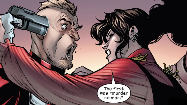 Kitty Pryde recalls the first law of Krakoa in X-Men Vol. 6 #25 "From the Shadows" (2023), Marvel Comics. Words by Gerry Duggan, art by Stefano Caselli and Marte Garcia.