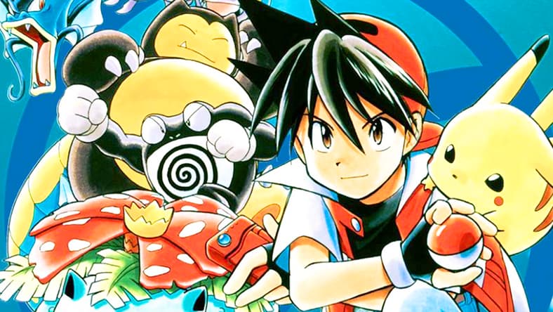 Red and his team prepare to take on Team Rocket on Mato's cover to Pokémon Adventures Vol. 3 'Saffron City Siege' (1997), Shogakukan