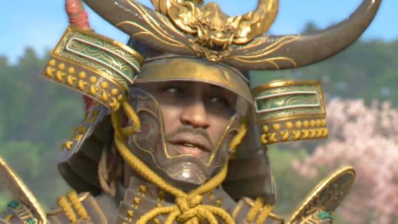 Yasuke (TBA) begrudgingly thanks Naoe (TBA) for her help taking down an enemy in Assassin's Creed Shadows (2024), Ubisoft