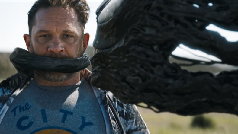 Tom Hardy as Eddie Brock and Venom in the Kelly Marcel directed Venom: The Last Dance. Image property of Sony Pictures Releasing.
