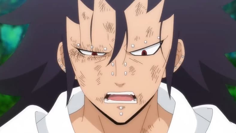 Gajeel (Wataru Hatano) loses yet another fight to Natsu (Tetsuya Kakihara) in Fairy Tail: 100 Years Quest Episode 10 "New Foes" (2024), J.C. Staff