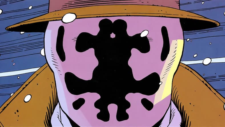 Rorschach prepares to reveal the truth of Ozymandias' plan in Watchmen Vol. 1 #12 "A Strong and Loving World" (1987), DC Comics. Words by Alan Moore, art by Dave Gibbons and John Higgins.