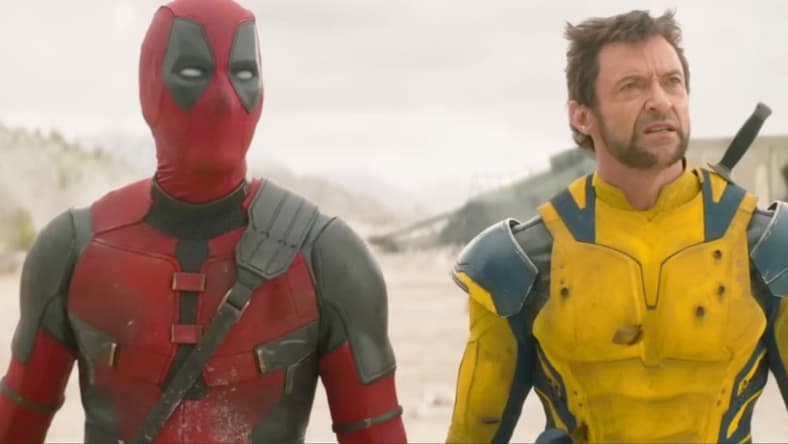 Deadpool (Ryan Reynolds) and Wolverine (Hugh Jackman) come across the corpse of Giant-Man (Paul Rudd) in Deadpool & Wolverine (2024), Marvel Entertainment