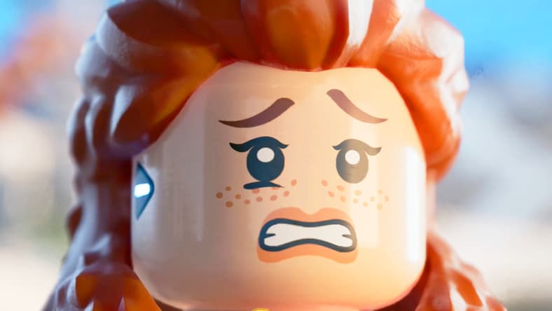 Aloy (Ashly Burch) realizes she may be in over her head in LEGO Horizon Adventures (2024), Guerilla Games