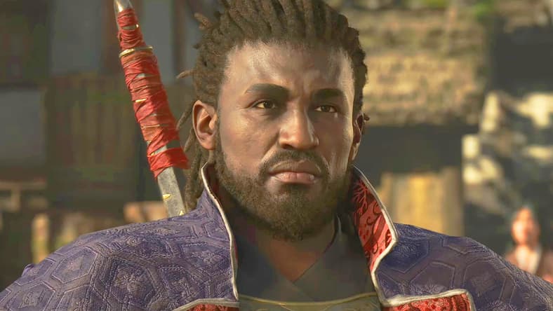 Yasuke (Tongayi Chirisa) and Naoe (Masumi Tsunoda) confront Akechi Mitsuhide (Kevin Ohtsji) in Assassin's Creed Shadows (2024), Ubisoft