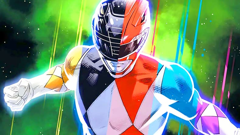 Tommy cycles through the Morphin' Grid on Dan Mora's variant cover to the Mighty Morphin Power Rangers 30th Anniversary Comic Special Vol. 1 #1 (2023), BOOM! Studios