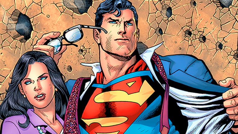 Superman and Lois survive a hail of gunfire on Dan Jurgens, Kevin Nowlan, and Alex SInclair's 1990s variant cover to Action Comics #1000 (2018), DC