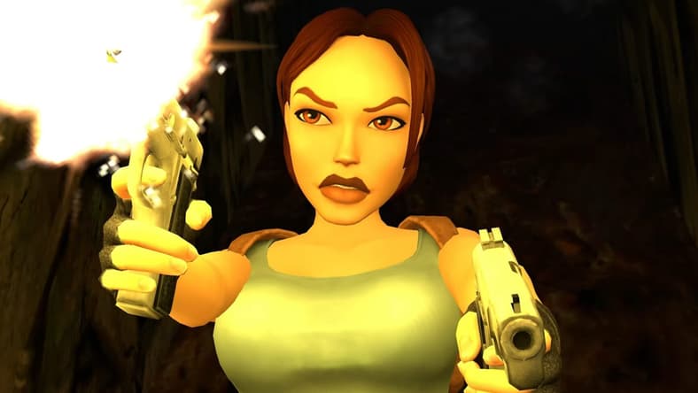 Lara Croft (Judith Gibbons) takes aim at Tony (Peter Kelamis) in in Tomb Raider III: Adventures of Lara Croft Remastered (2023), Crystal Dynamics