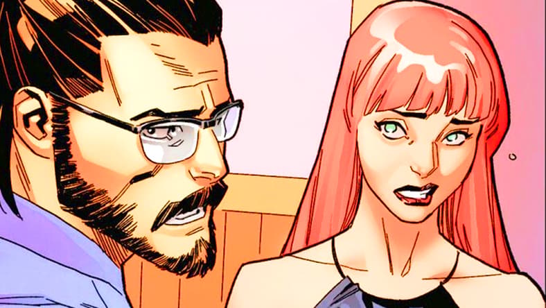 MJ prepares Paul for some bad news in All-New Venom Vol. 1 #9 (2025), Marvel Comics. Words by Al Ewing, art by Carlos Gómez, Frank D'Armata, and Clayton Cowles.