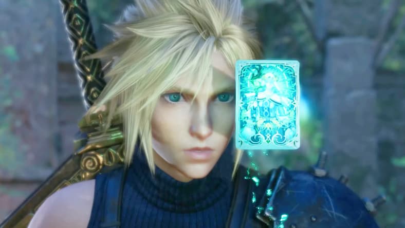 Cloud (Takahiro Sakurai) receives an assist from The Emerald Witch in Queen's Blood in Final Fantasy VII Rebirth (2023), Square Enix