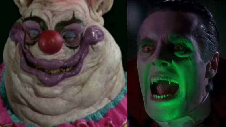 Fatso in Killer Klowns From Outer Space (1988) Trans World Entertainment and Count Dracula (Duncan Regehr) isn't afraid to choke a child in The Monster Squad (1987) Tri-Star Pictures