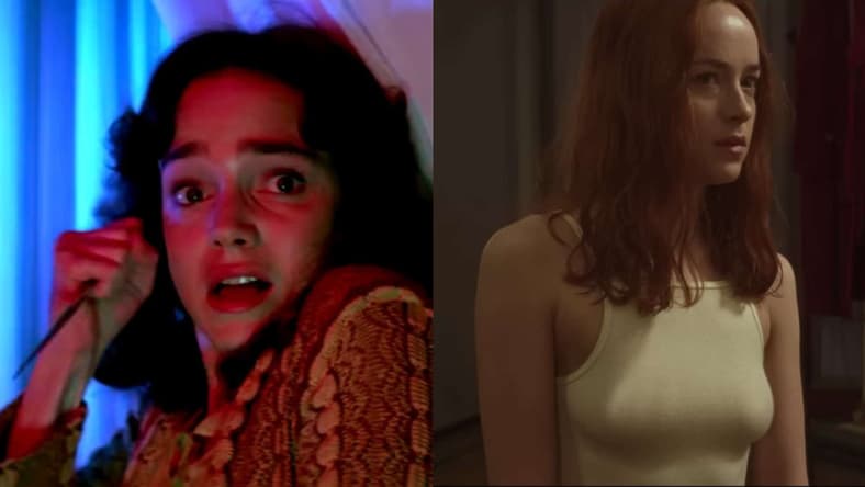 Jessica Harper as Suzy in Suspiria (1977), Produzioni Atlas Consorziate, and Dakota Johnson as Susie in Suspiria (2018), Amazon Studios