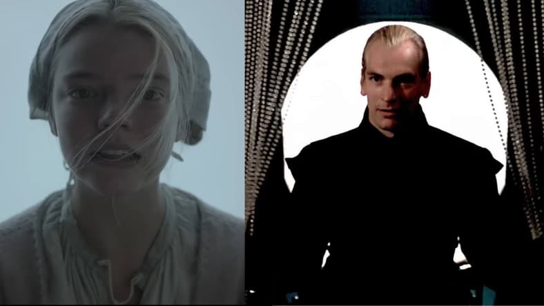 Anya Taylor-Joy in The VVitch (2015), A24; Julian Sands in Warlock (1989), Trimark/New World Pictures