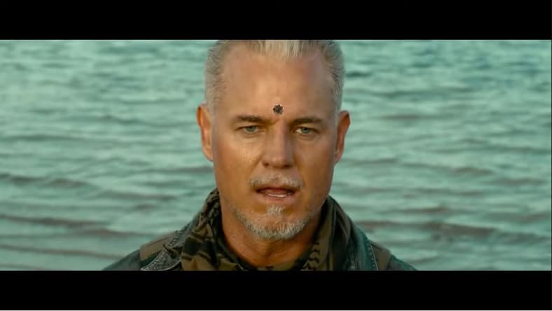 James McGrath (Eric Dane) shot in the head by Mike Lowry (Will Smith) in Bad Boys: Ride or Die, 2024, Sony Pictures Releasing