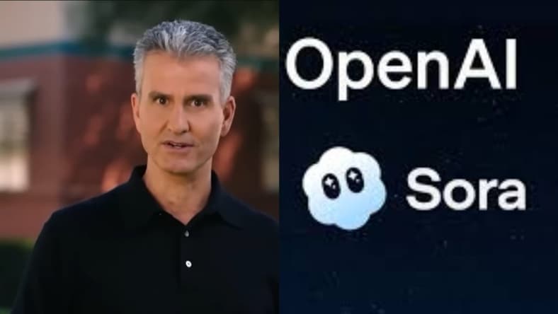 Disney CEO Josh D'Amaro addressing the future of the company ahead of a shareholders meeting in 2026, via Sam's Disney Diary, YouTube: OpenAI's Sora logo via OpenAI